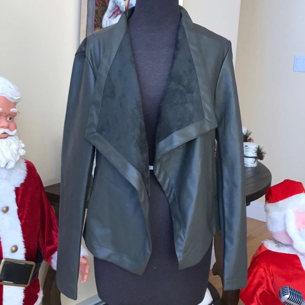 BB Dakota deep green faux leather jacket Size L